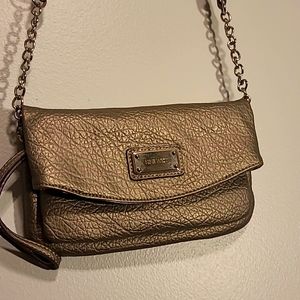 Nine West, Gold Metallic Cossbody pusre can be converted to a clutch